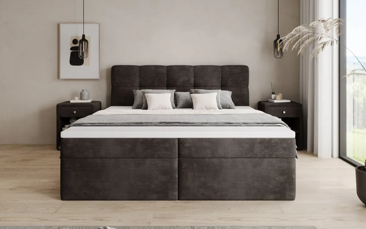 Boxspringbett Cozy II in Cord mit Stauraum