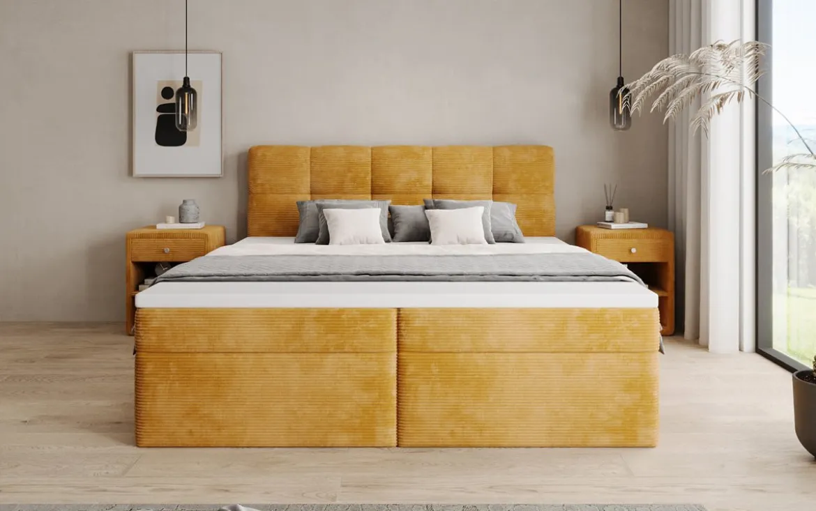 Boxspringbett Cozy II in Cord mit Stauraum