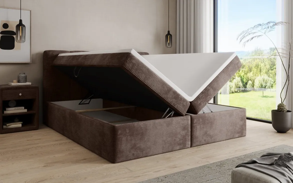 Boxspringbett Cozy II in Cord mit Stauraum