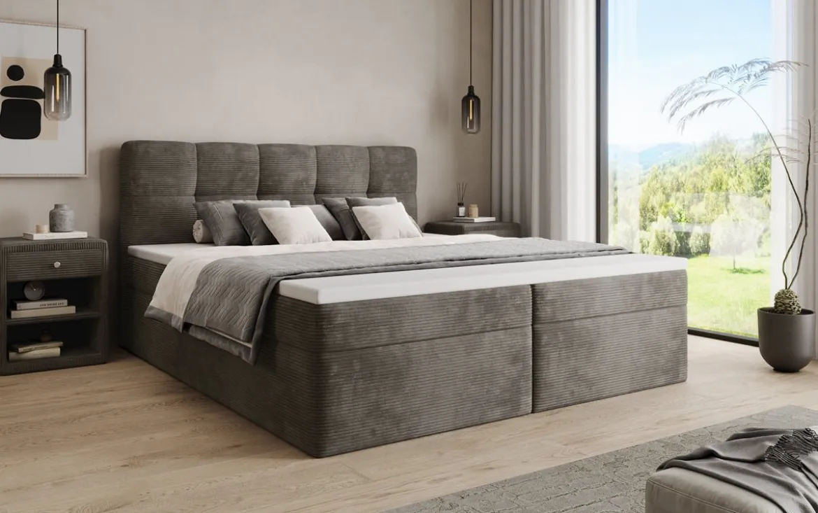 Boxspringbett Cozy II in Cord mit Stauraum