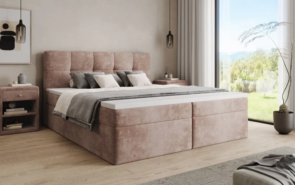 Boxspringbett Cozy II in Cord mit Stauraum
