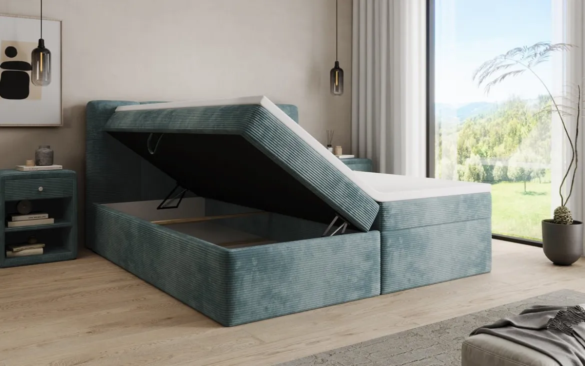Boxspringbett Cozy II in Cord mit Stauraum