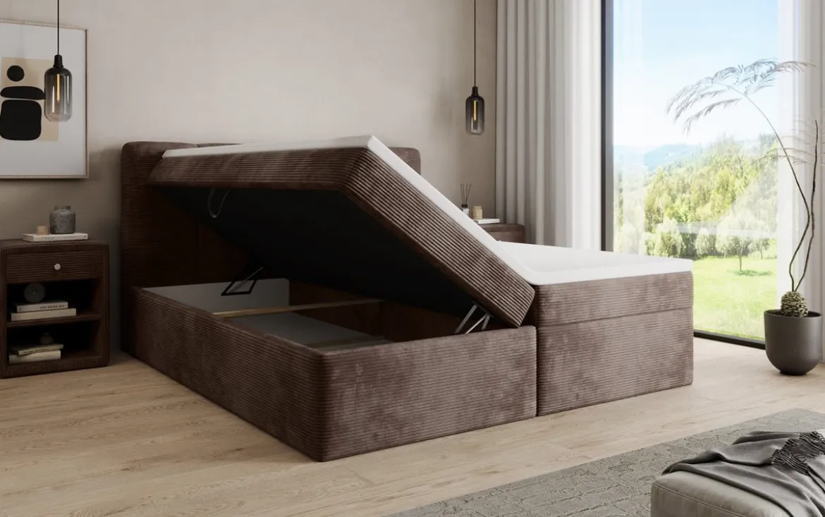 Boxspringbett Cozy II in Cord mit Stauraum