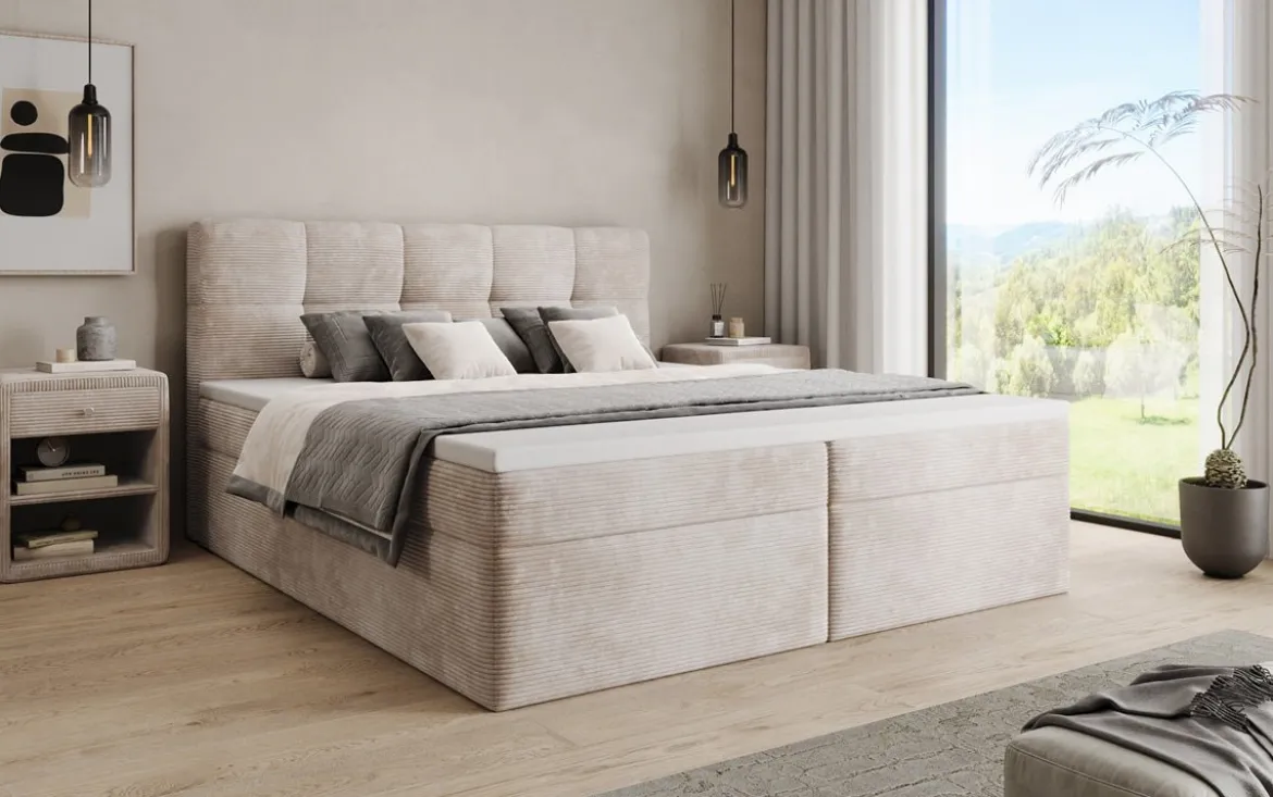 Boxspringbett Cozy II in Cord mit Stauraum