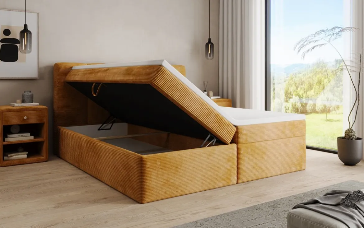 Boxspringbett Cozy II in Cord mit Stauraum