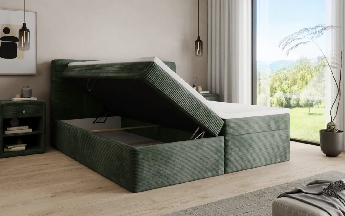 Boxspringbett Cozy II in Cord mit Stauraum