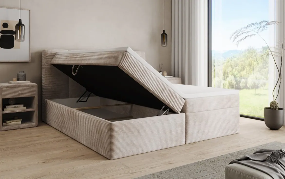 Boxspringbett Cozy II in Cord mit Stauraum