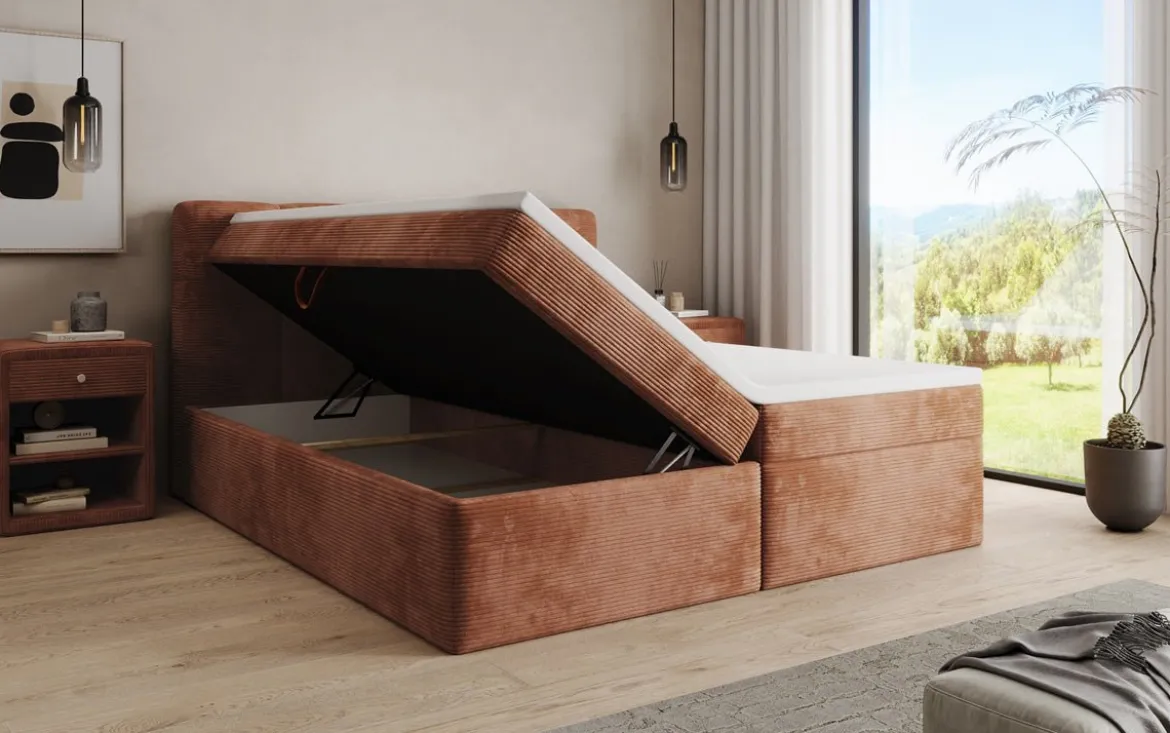 Boxspringbett Cozy II in Cord mit Stauraum