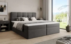 Boxspringbett Cozy II in Teddy Bouclé mit Stauraum