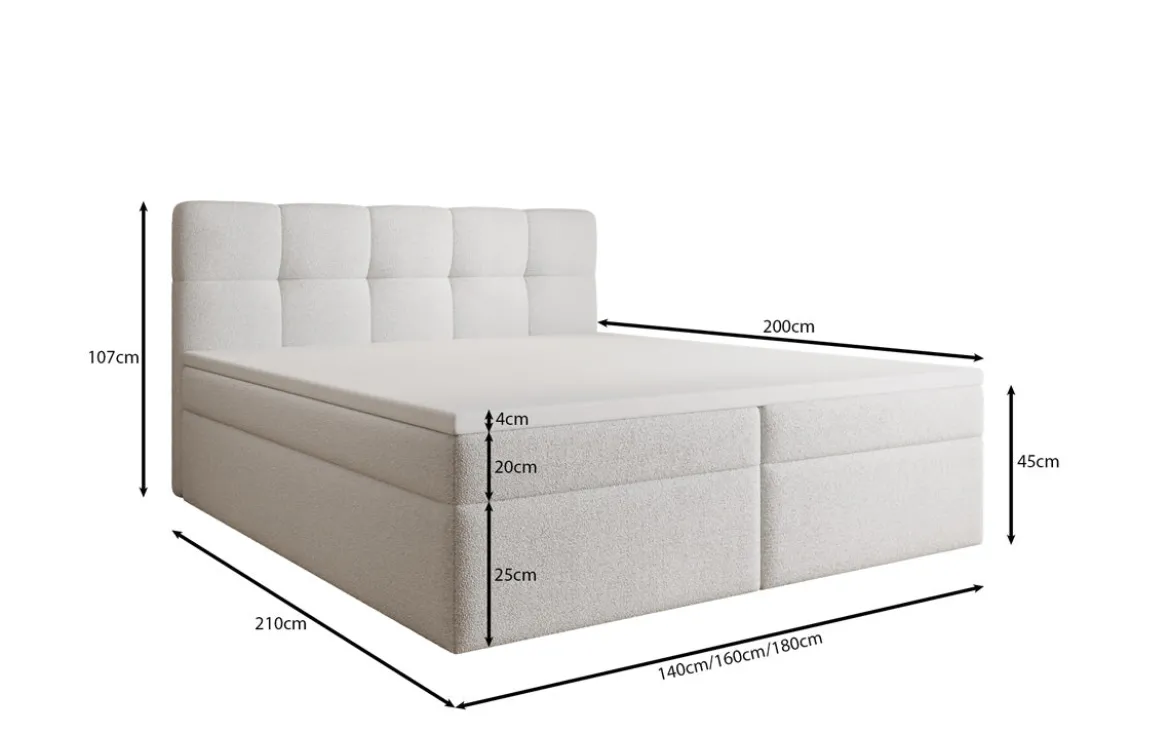 Boxspringbett Cozy II in Teddy Bouclé mit Stauraum
