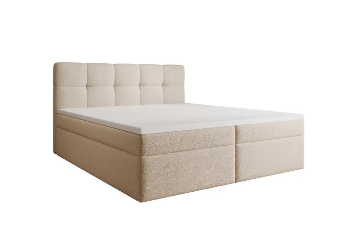 Boxspringbett Cozy II in Teddy Bouclé mit Stauraum