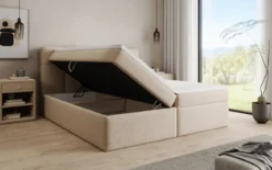 Boxspringbett Cozy II in Teddy Bouclé mit Stauraum