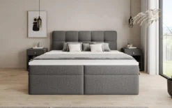 Boxspringbett Cozy II in Teddy Bouclé mit Stauraum