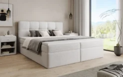 Boxspringbett Cozy II in Teddy Bouclé mit Stauraum