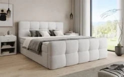 Boxspringbett Cozy in Teddy Bouclé mit Stauraum