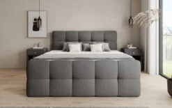 Boxspringbett Cozy in Teddy Bouclé mit Stauraum