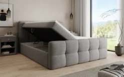 Boxspringbett Cozy in Teddy Bouclé mit Stauraum