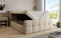 Boxspringbett Cozy in Teddy Bouclé mit Stauraum