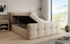 Boxspringbett Cozy in Teddy Bouclé mit Stauraum