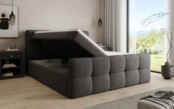 Boxspringbett Cozy in Teddy Bouclé mit Stauraum