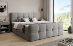 Boxspringbett Cozy in Teddy Bouclé mit Stauraum
