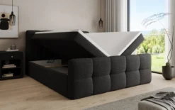 Boxspringbett Cozy in Teddy Bouclé mit Stauraum