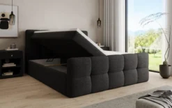 Boxspringbett Cozy in Teddy Bouclé mit Stauraum