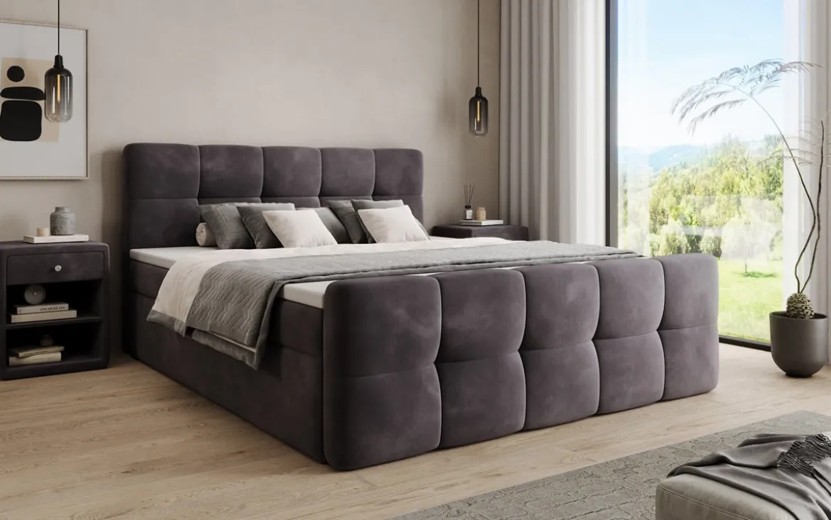Boxspringbett Cozy Samt mit Stauraum