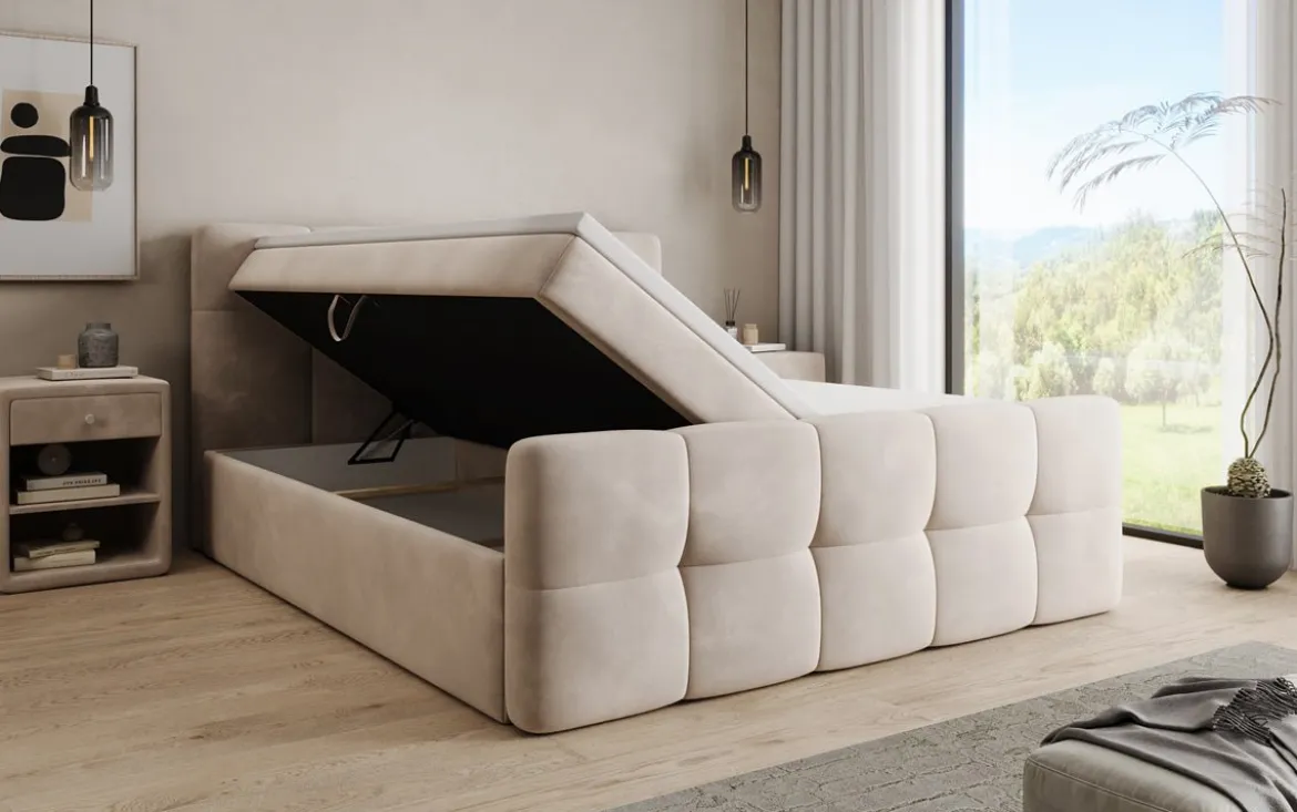 Boxspringbett Cozy Samt mit Stauraum