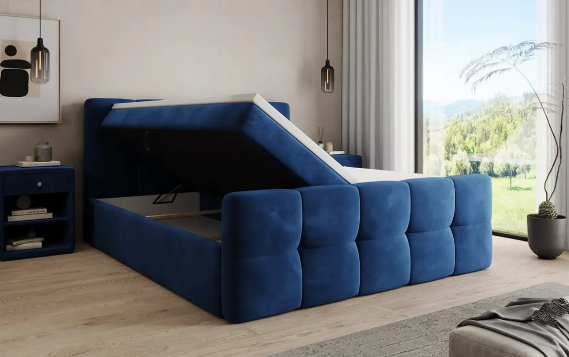 Boxspringbett Cozy Samt mit Stauraum