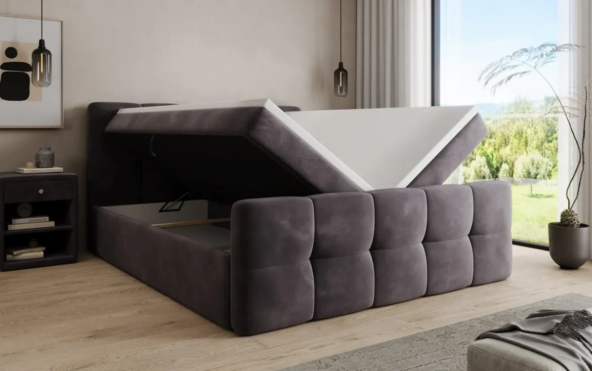 Boxspringbett Cozy Samt mit Stauraum