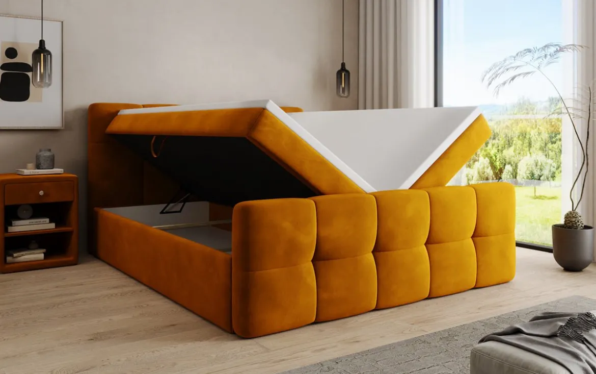 Boxspringbett Cozy Samt mit Stauraum