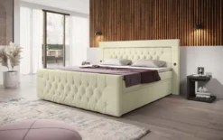 Boxspringbett Diva Bouclé mit USB, LED und 2 Schubalden