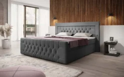 Boxspringbett Diva Bouclé mit USB, LED und 2 Schubalden