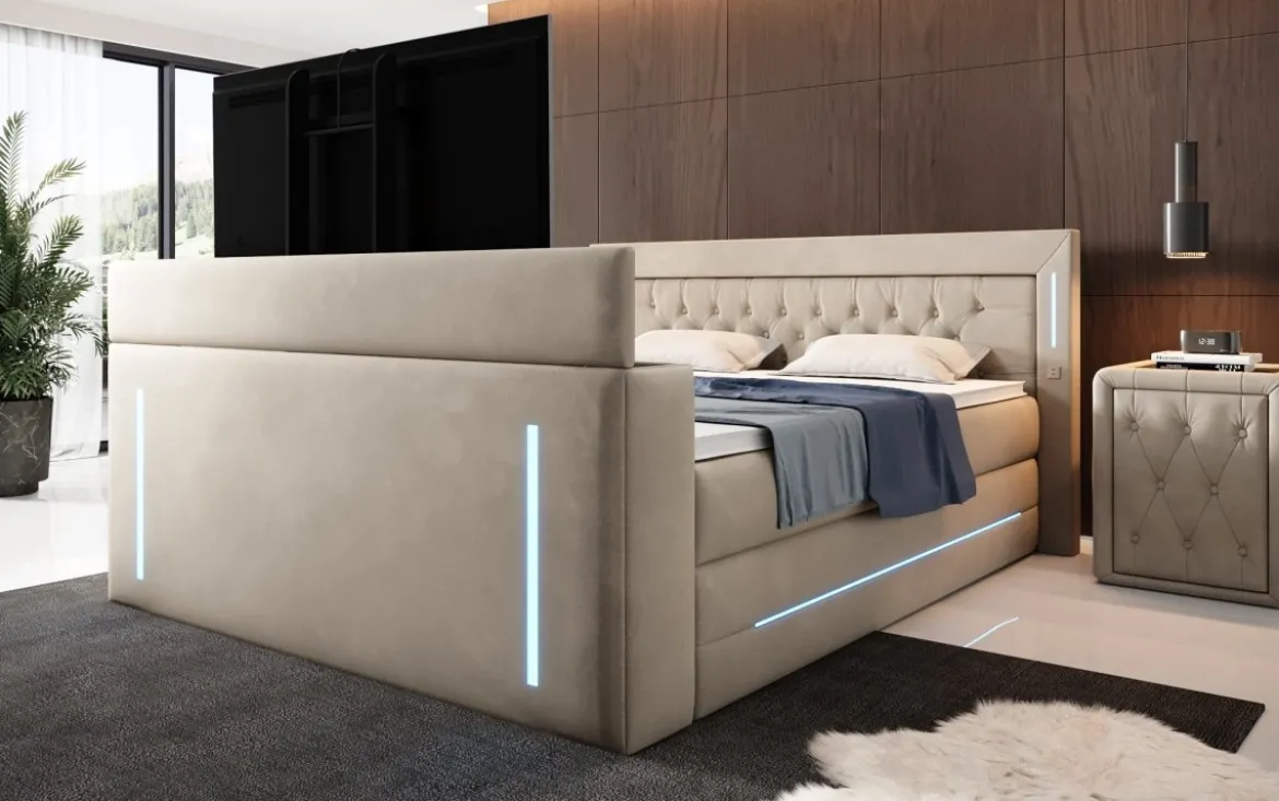 Boxspringbett Divalo mit TV Lift und Stauraum