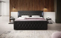 Boxspringbett Diva mit USB, LED und Stauraum (2 Schubladen)