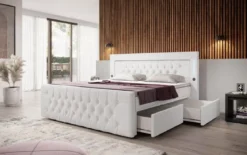 Boxspringbett Diva mit USB, LED und Stauraum (2 Schubladen)