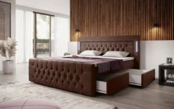 Boxspringbett Diva mit USB, LED und Stauraum (2 Schubladen)