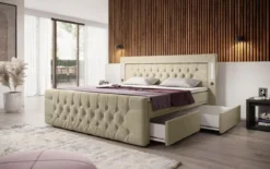 Boxspringbett Diva mit USB, LED und Stauraum (2 Schubladen)