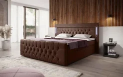 Boxspringbett Diva mit USB, LED und Stauraum (2 Schubladen)