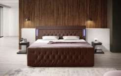 Boxspringbett Diva mit USB, LED und Stauraum (2 Schubladen)