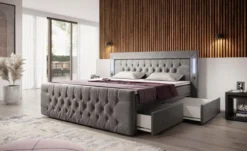 Boxspringbett Diva mit USB, LED und Stauraum (2 Schubladen)