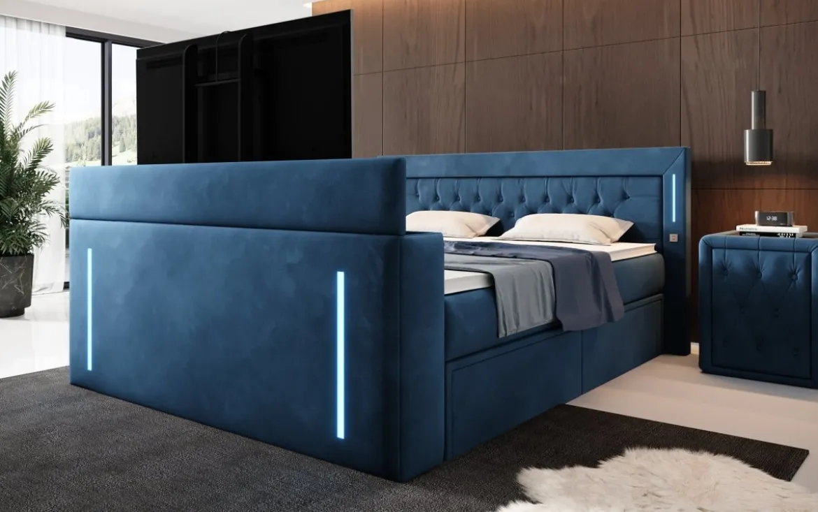 Boxspringbett Divaneo mit TV Lift und Stauraum (2 Schubladen)