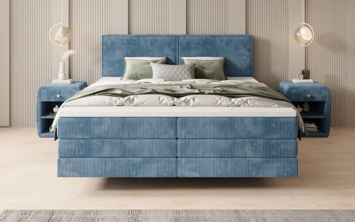 Boxspringbett Elara mit Schwebeoptik in Cord