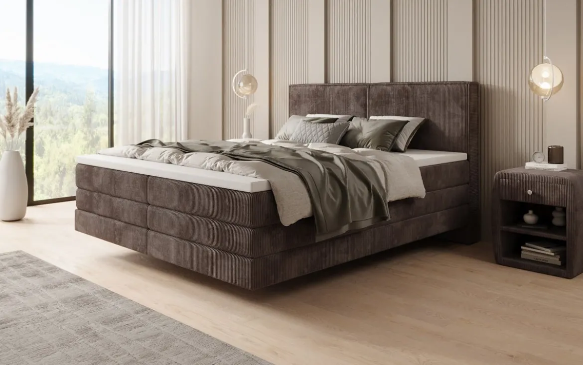 Boxspringbett Elara mit Schwebeoptik in Cord