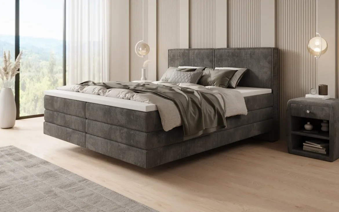 Boxspringbett Elara mit Schwebeoptik in Cord