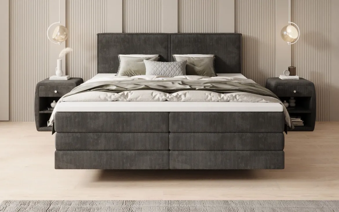Boxspringbett Elara mit Schwebeoptik in Cord