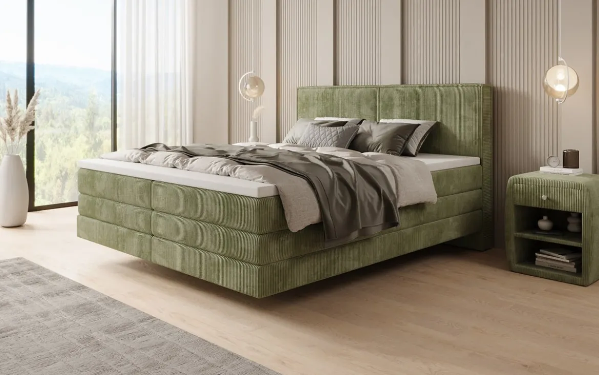 Boxspringbett Elara mit Schwebeoptik in Cord