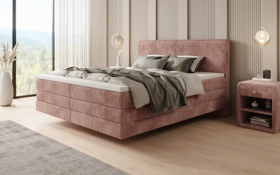 Boxspringbett Elara mit Schwebeoptik in Cord