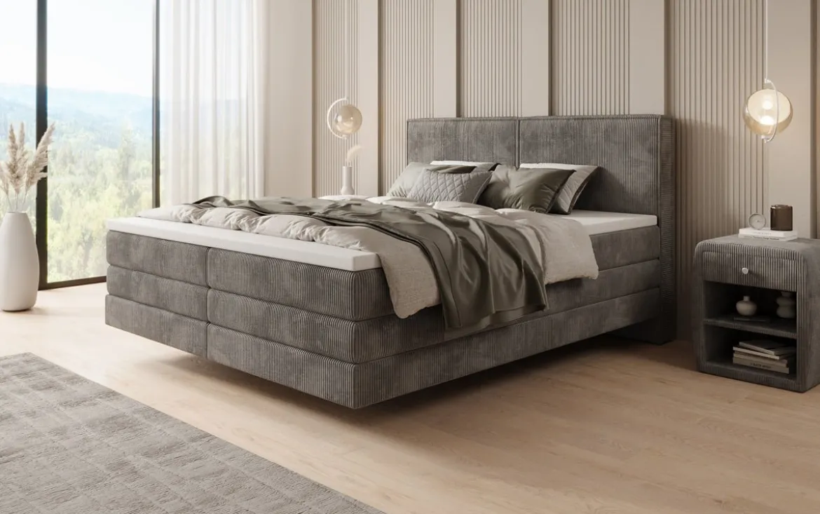 Boxspringbett Elara mit Schwebeoptik in Cord